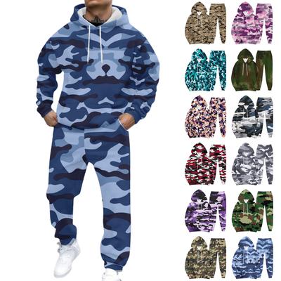 Erkek Rahat Ve Kişiselleştirilmiş Baskılı Uzun Kollu Kapüşonlu Sweatshirt, Erkek Spor Sweatshirt Ve Eşofman Altı İki Parça Set