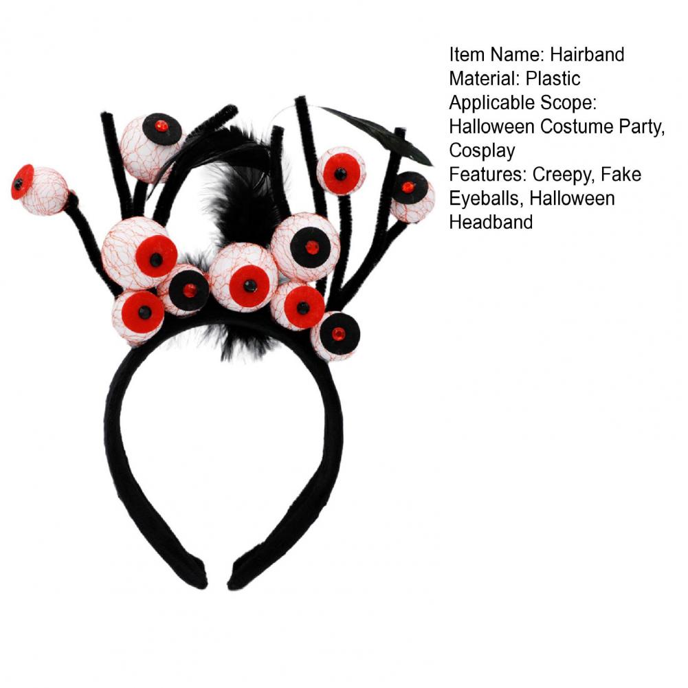 Halloween Headband Horror Eyeballs with Blood Streak Headband Scalp-friendly Hairhoop for Halloween Costume Party Cosplay