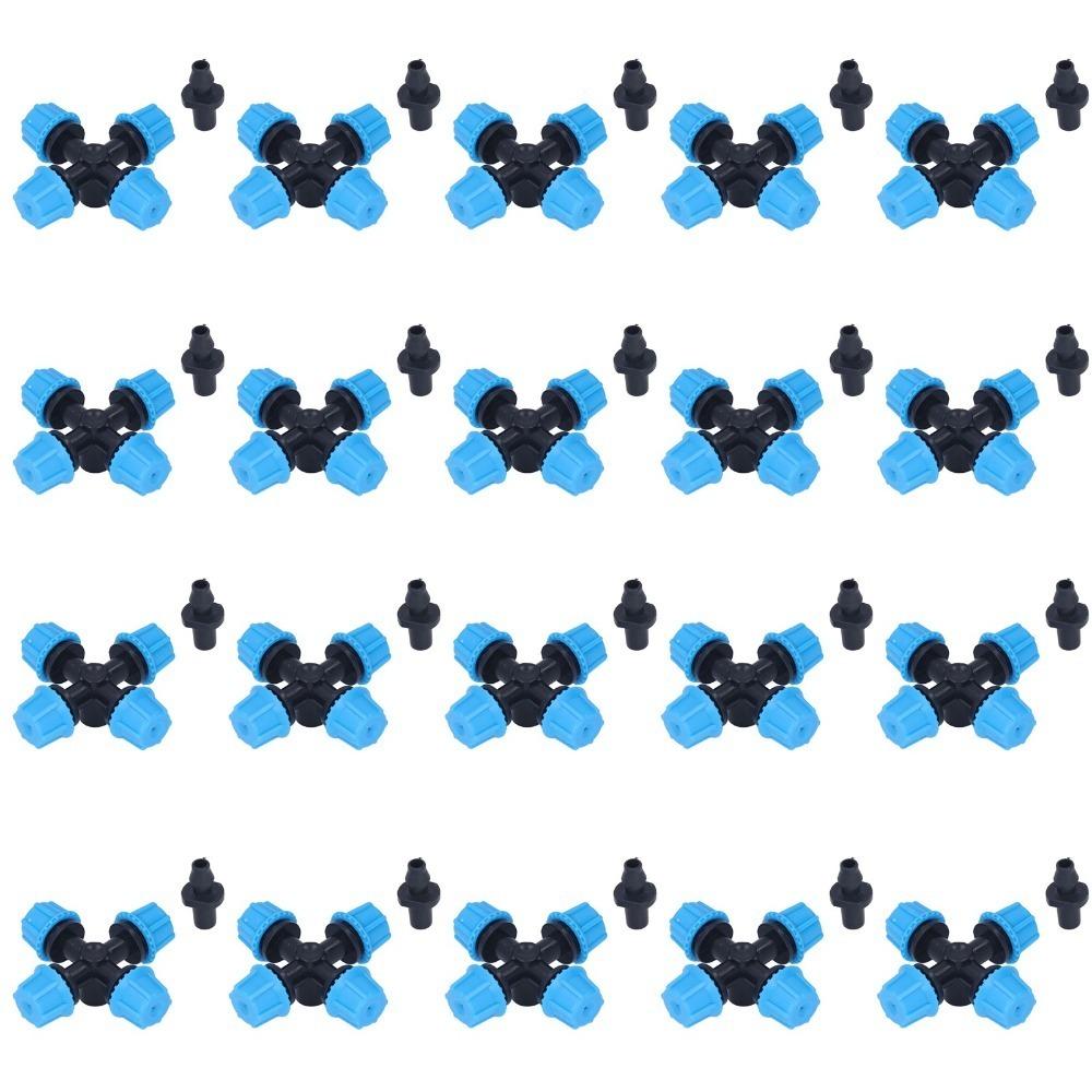20PCS Adjustable Cross Spray Nozzle Four Outlet Irrigation Micro Nozzle Swimming Pool Cooling