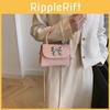 Spring Fashion Retro Butterfly Knot Shoulder Bag Street Style Pu Handbag Black White Pink Green