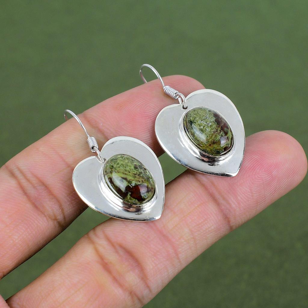 Dragon Bloodstone Earring 925 Sterling Silver Earring Handmade Gemstone Earring Dragon Bloodstone Jewelry Designer Earrings Engagement Gifts