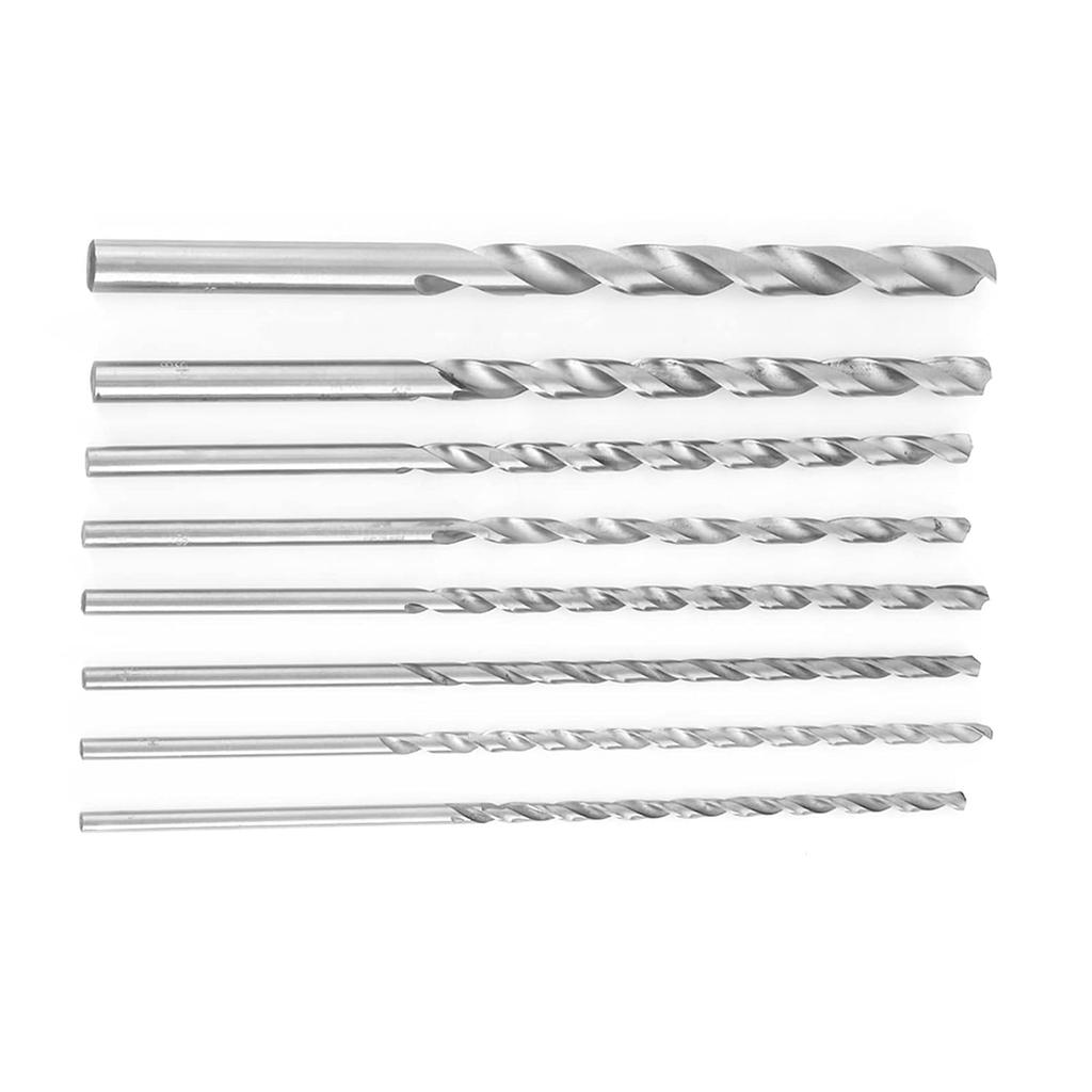8PCS Extra Long HIGHSPEED Steel Drill BITS for Wood and Metal