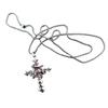 Neo-gotischer tiefroter Rosen-Oxidationssilber-Kreuz-Anhänger Lange Halskette für Damen Herren Hip-Hop Street Pullover Kette Schmuck Geschenke