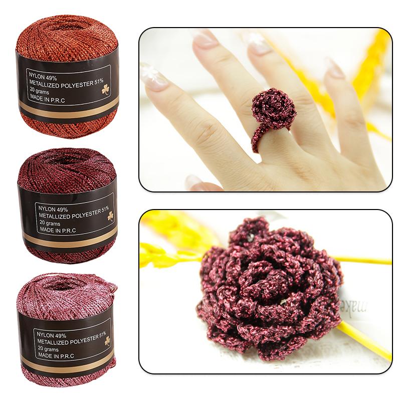 120m PET Vielseitiges Gold Silber Flexibles Metallicgarn Funkelnd Handgewebt Glänzend 2mm Langlebig Glänzendes Garn Handwerksqualität