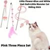 Cat Teaser Wand Set with Floral Tassel Cartoon Design, Interactive Toy for Indoor Play
