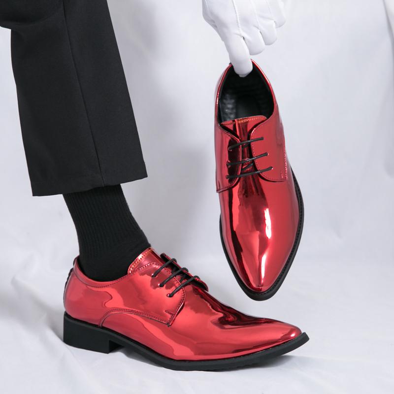 Glossy Leather Casual Business Shoes for Men Quality Pointed Toe Men's Wedding Shoes Large Size 46 Formal Party Shoes Man 2025