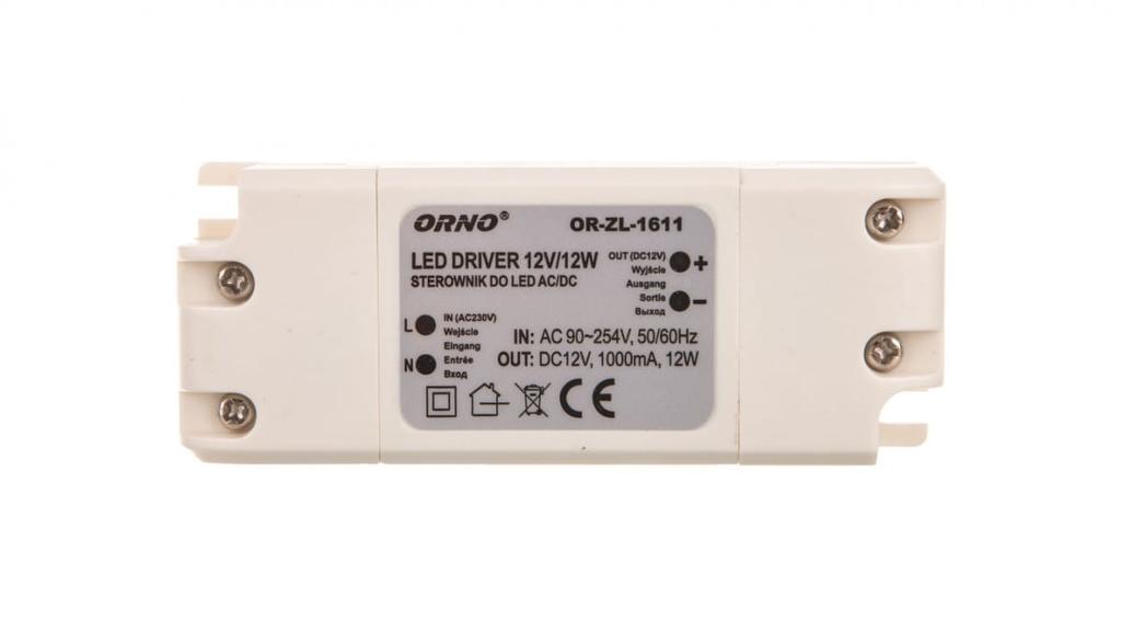 Zasilacz Led 12V Dc 12W 1A Ip20 Or-Zl-1611