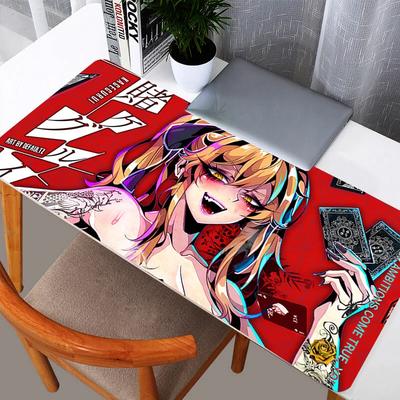 Gaming Mouse PadLarge Desk Mat Antislip RubberStitched EdgesRed Background Blonde Anime Girl Art Print Extended Office Mat