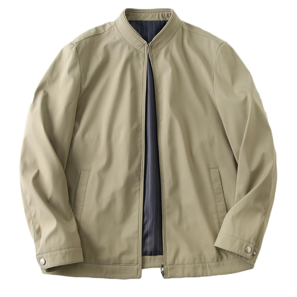 

[Tiann] Men s MA-1 Bomber Jacket, Casual Lightweight Military Flight Jacket, Khaki, Size 4XL