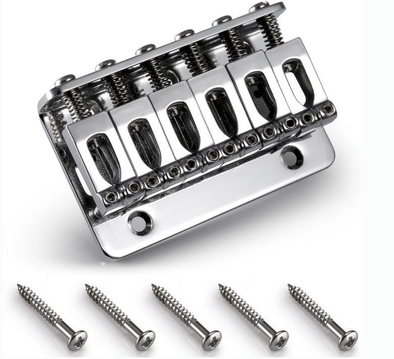 Electric Guitar Fixed Bridge Tailpiece - Chrome, 65mm ABS