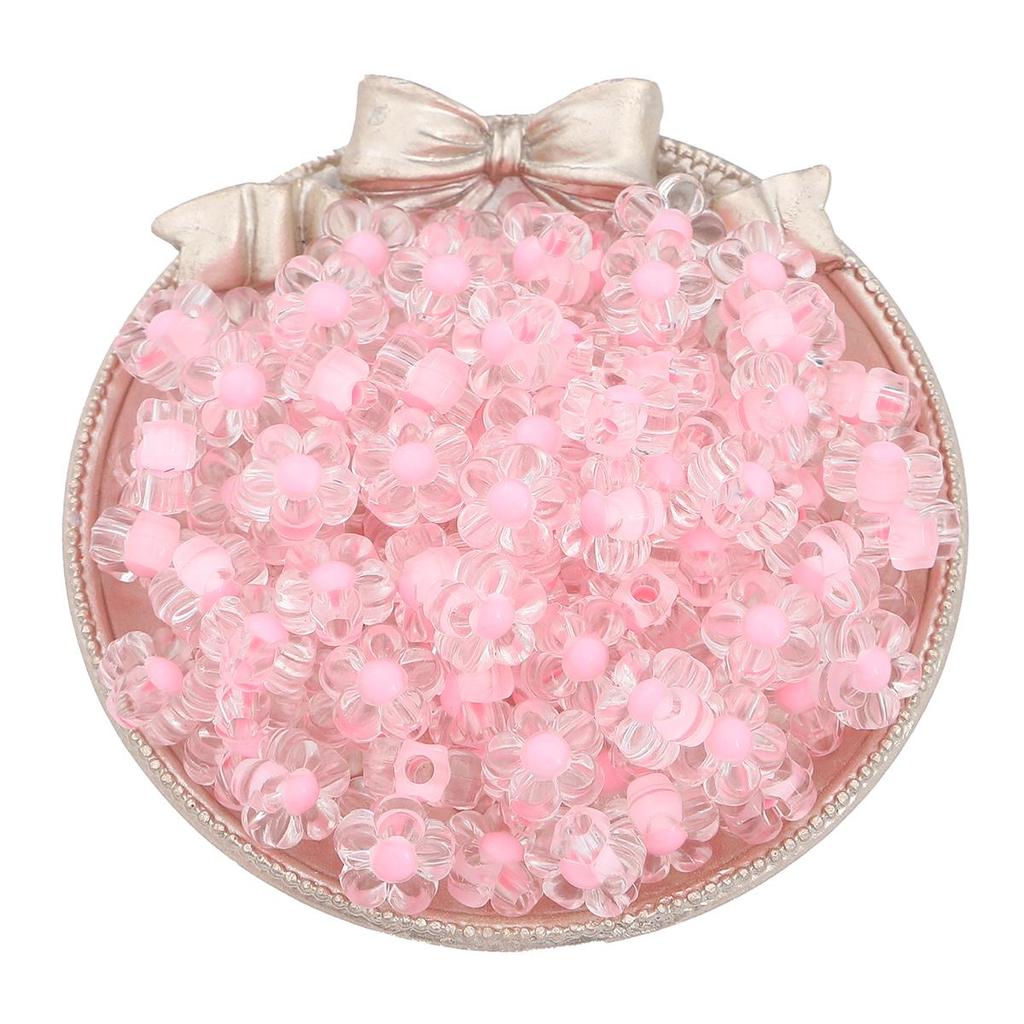 50Pcs 12mm Clear Acrylic Flowers Beads Loose Spacer Beads for Jewelry Making