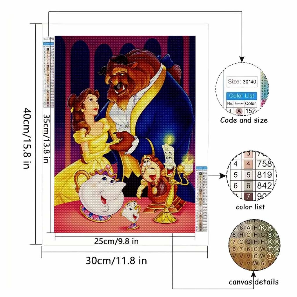 DIY Diamond Painting Beauty and The Beast Cross Stitch Kit Mosaic Art Diamond Painting Full Circle Diamond Home Decoration