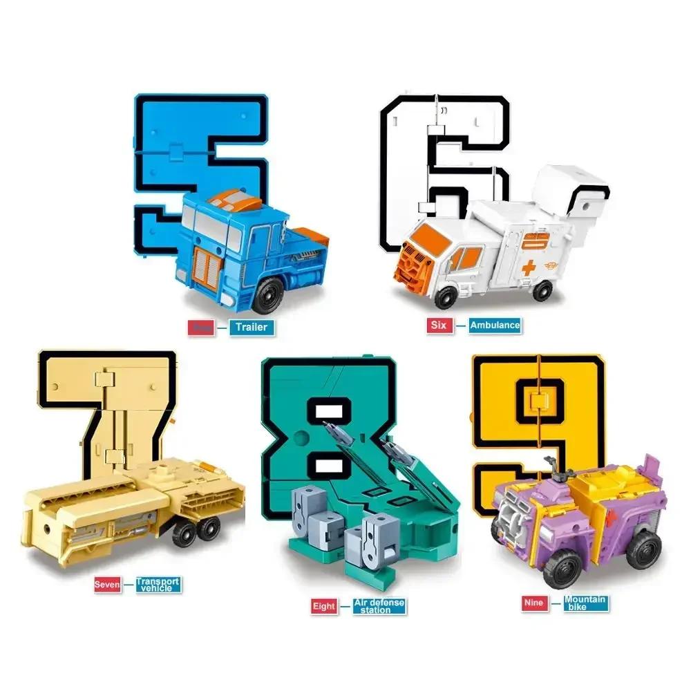 10PCS Transformation Number Robot Plaything Assembling Blocks Deformation Pocket Morphers Educational Action Figure Plaything for Children