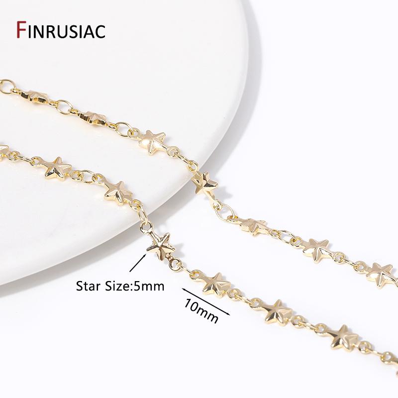 

14K Gold Plated Shiny Star Jewelry Chains For Jewelry Making Supplies, High Quality Gold Chains For DIY Necklace Accessories Length 50cm