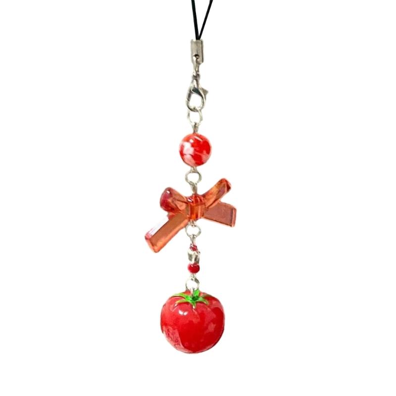 Stylish Tomato Acrylic Keyring Accessory Tomato Shaped Keyring Pendant Perfect for Collectors of Interesting Accessories 1