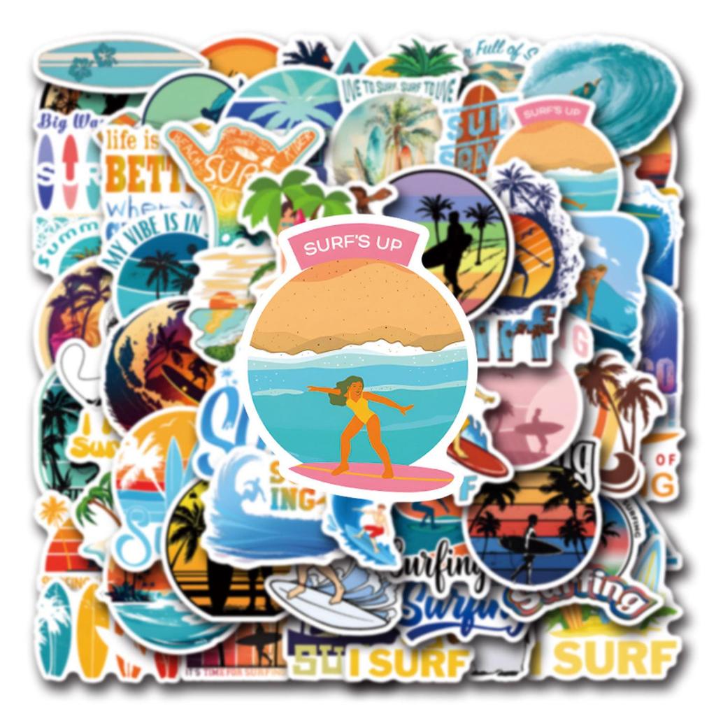 55PCS Surfing Cartoon Stickers: Waterproof Graffiti Decoration for Phone Cases & Cars
