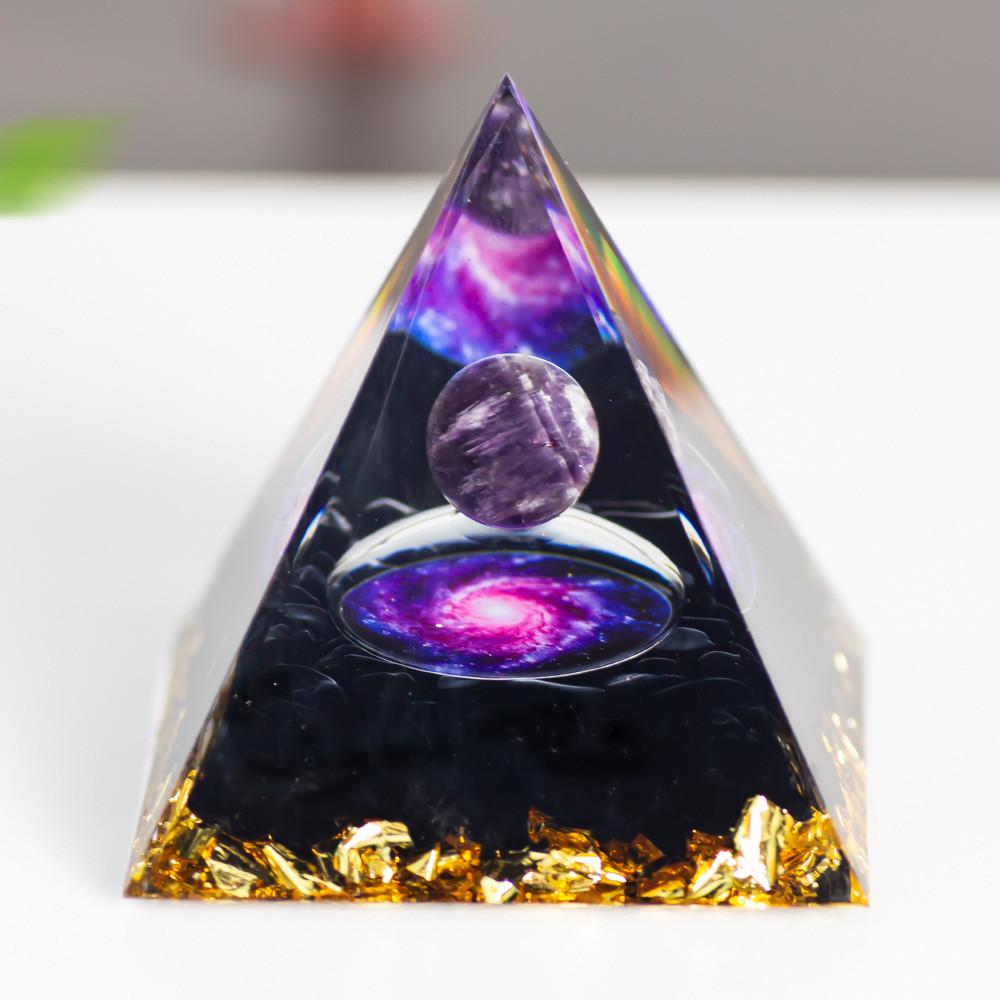 Resin Art Crystal Ball Pyramid Home Decor With Modern Minimalist Style For Living Room Display