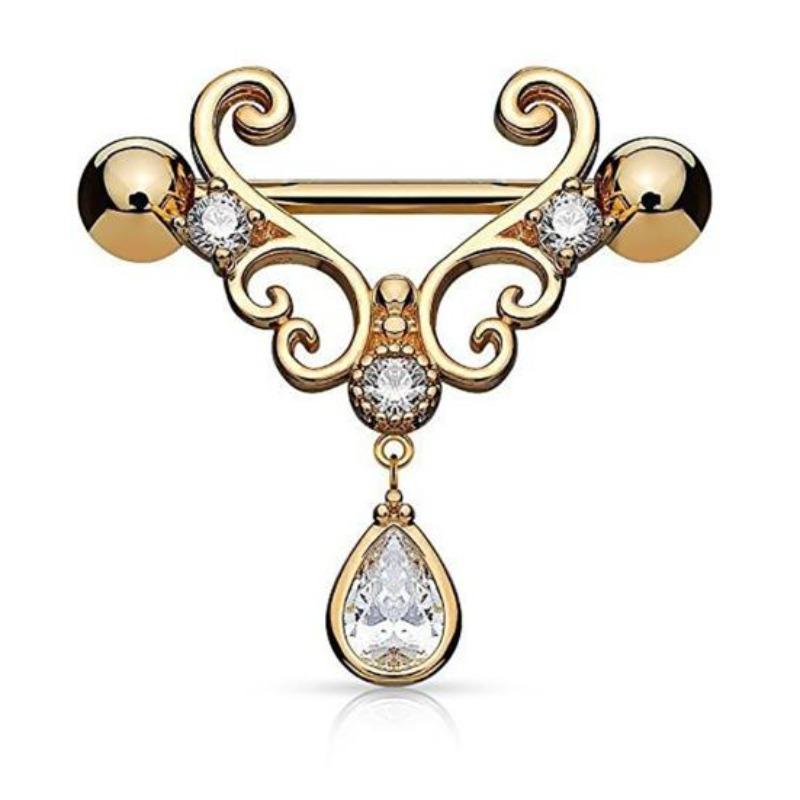 Sexy Nipple Ring Rhinestone Dangle Chain Body Piercing Barbell Jewelry