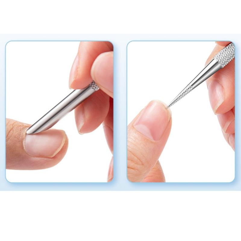 Double Ended Cuticle Pusher Remover Cleaner Nail Art Dotting Pen Stainless Steel Manicure Pedicure Nail Art Care Tool