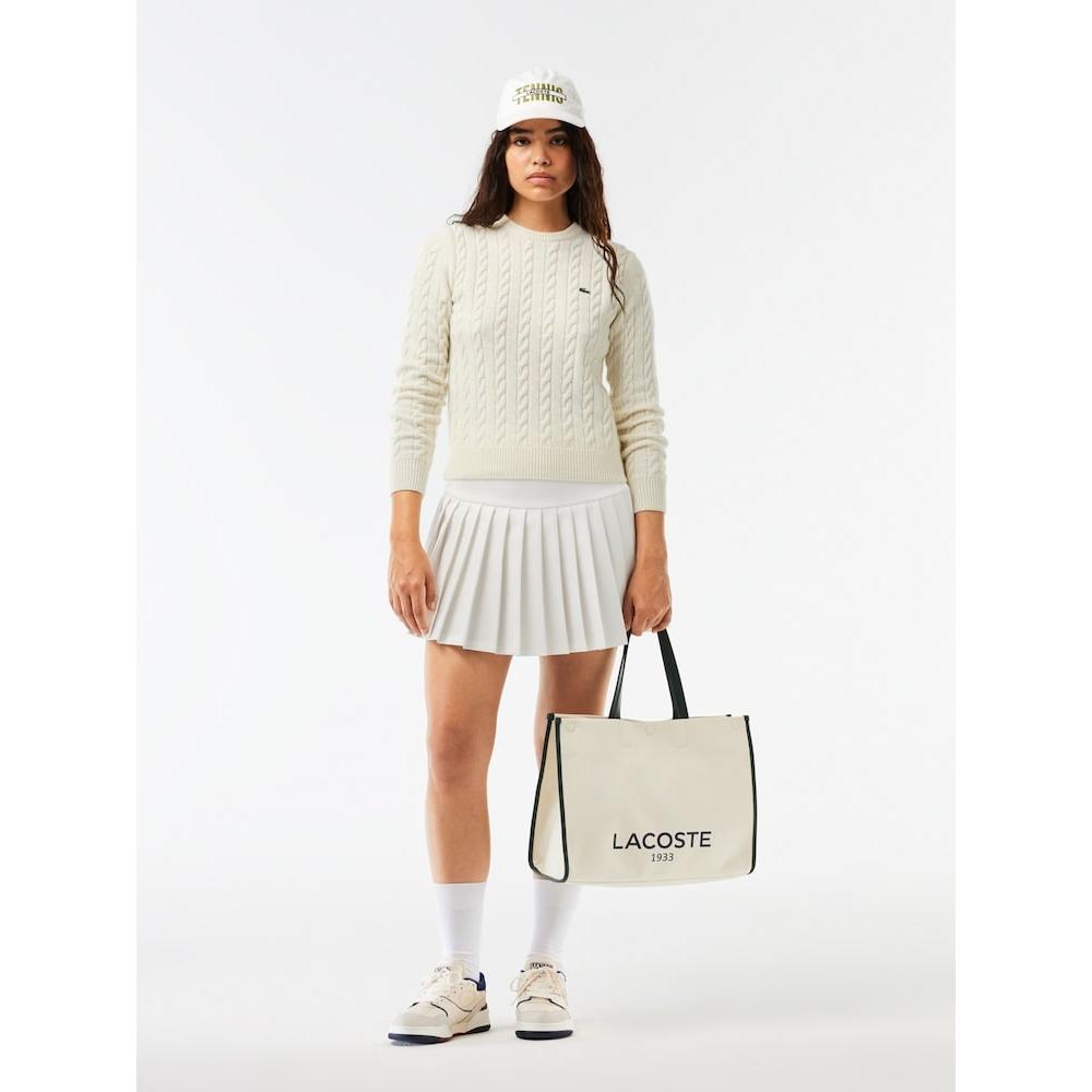 Lacoste Womens Wool Blend Cable Crewneck Sweater Af0633 54n Nyv q2nAf0633 54nNyv