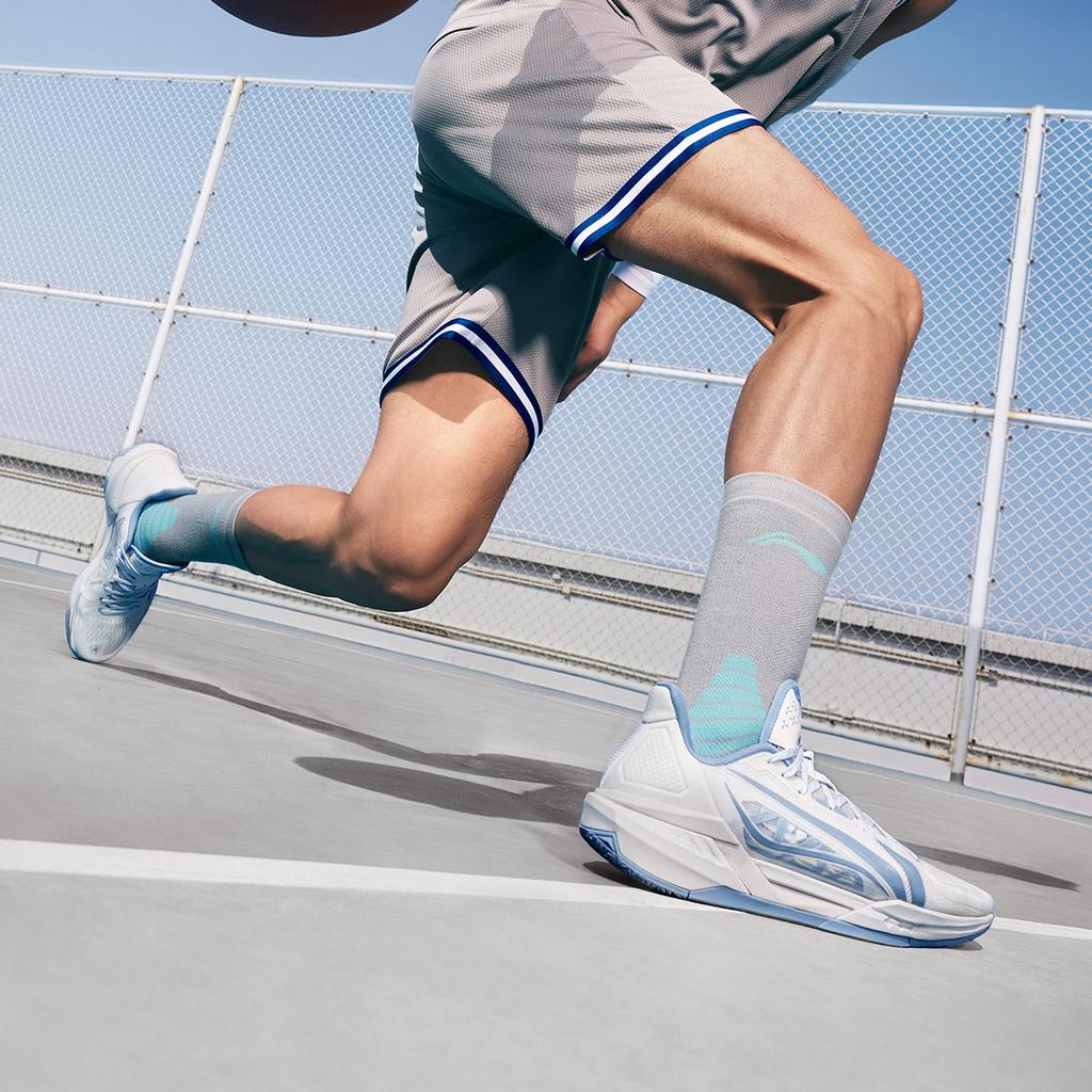 Chaussures de Basketball Li Ning Light Speed 3 Homme Coupe Basse Blanc Bleu ABPV005-4