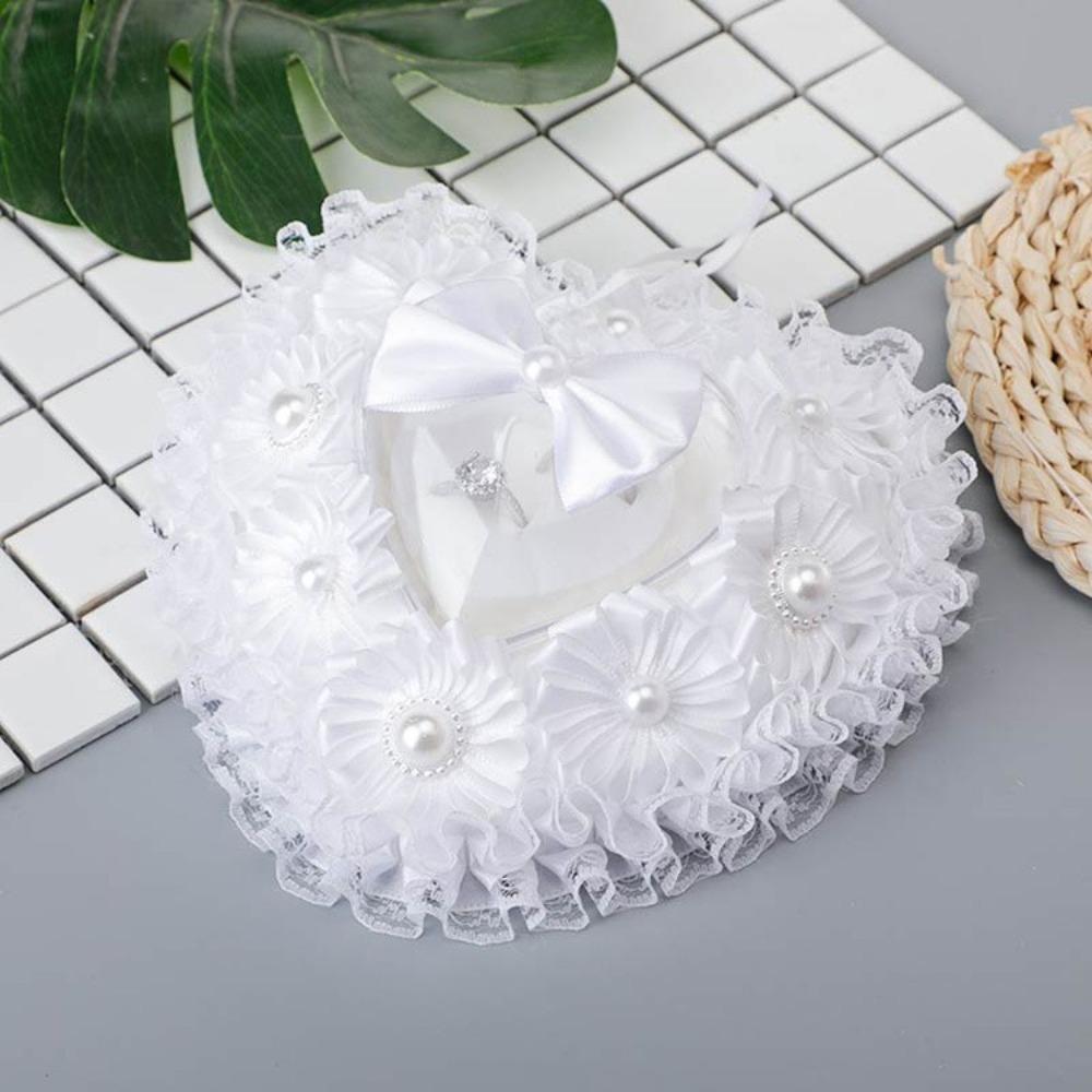 Flower Decorated Heart Shaped Ring Box Luxury Wedding Ring Box Ring Bearer Box  Proposal Event