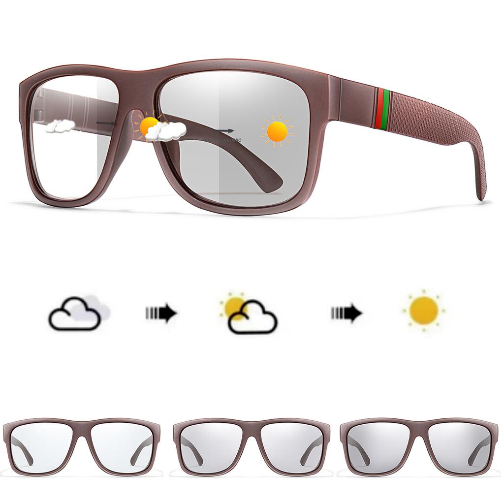 Photochromic Sunglasses for Men Women Classic Square Shades Outdoor Sports Cycling Color Change Dark Eyewear