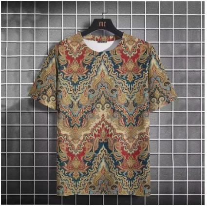 Vintage Men's T-Shirt Easy Race Print, Short Sleeve Summer Round Neck Streetwear Loose Transparent
