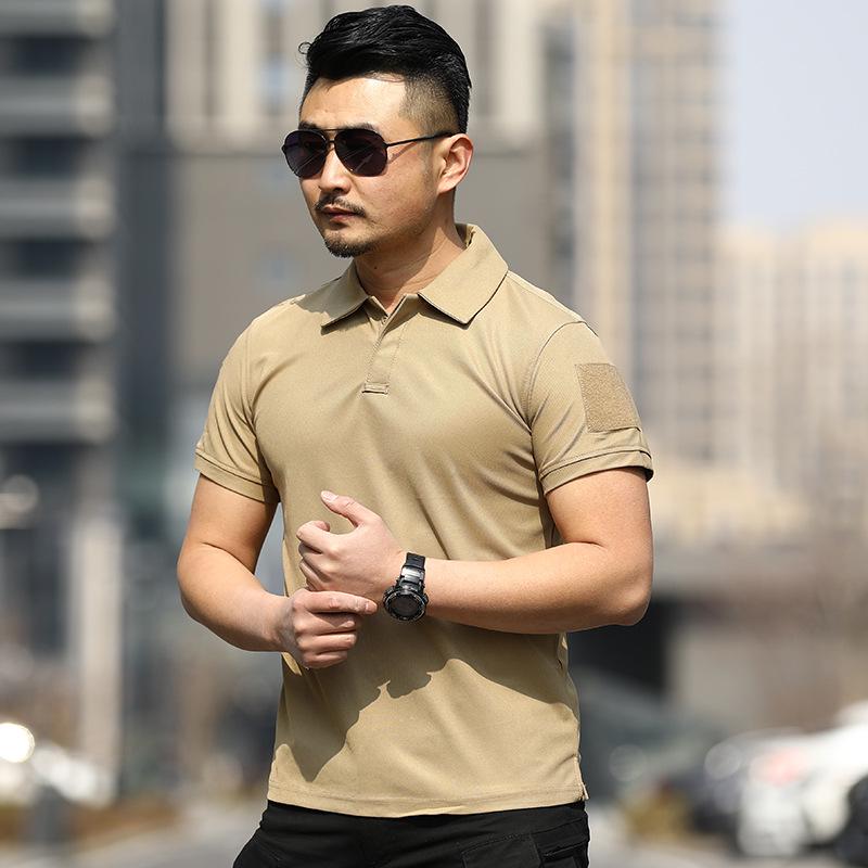Men s Tactical Quick-Dry Loose Fit Short Sleeve T-shirt for Summer Outdoor Activities L хаки