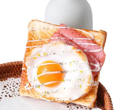 Speed Mao Realistisches Frittiertes und Toast-Lebensmittelmodell Ei, Speck,