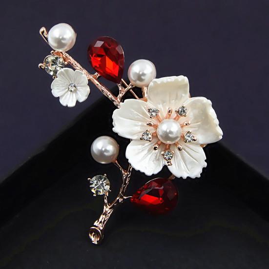 1Pc Elegant Plum Brooch Jewelry Bouquet Large Safety Pin Gift KTJ