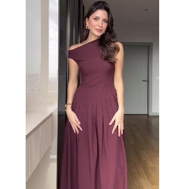 Women Elegant Green Pleated Dress Fashion O Neck Short Sleeve Patchwork Long Dresses 2025 New Casual Office Lady Streetwear