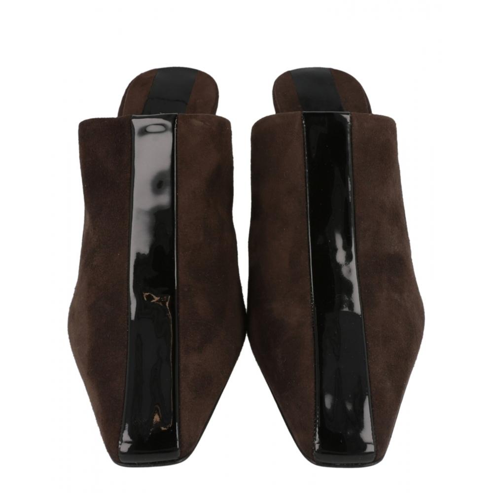 Salvatore Ferragamo Sophye Suede Mules Dark Brown