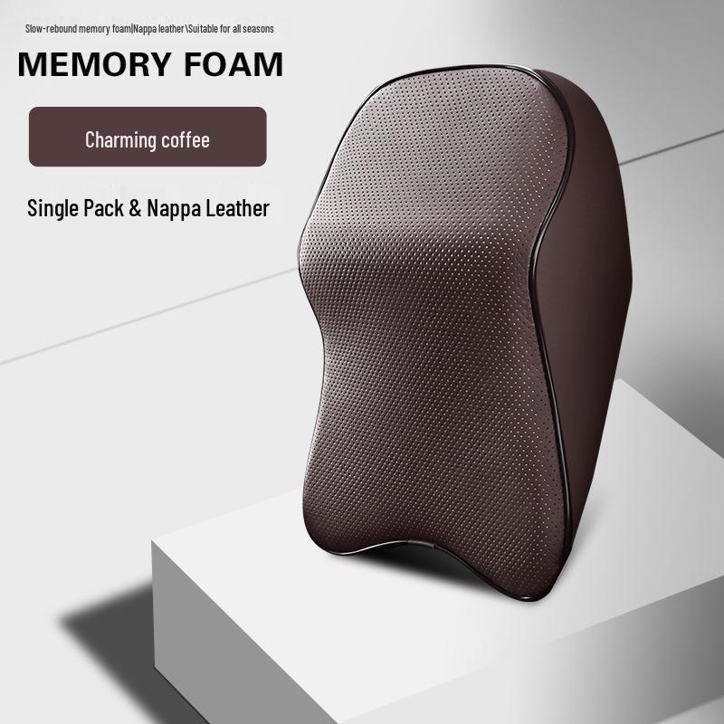 Universell Minnesskum Bil Nackstöd och Ryggstöd Kudde - Fulläder, Fyrårstiders Komfort
