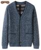 Men's Grey Plus Velvet Cardigan Sweater - Autumn/Winter Warm Knitwear for Middle-aged and Elderly