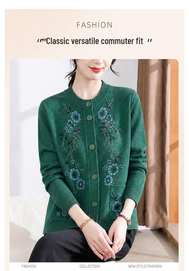 Hengyuanxiang Women's Floral Knitted Cardigan