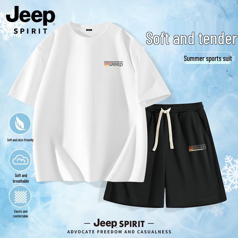 Мужской хлопковый повседневный комплект: футболка и шорты JEEP SPIRIT L