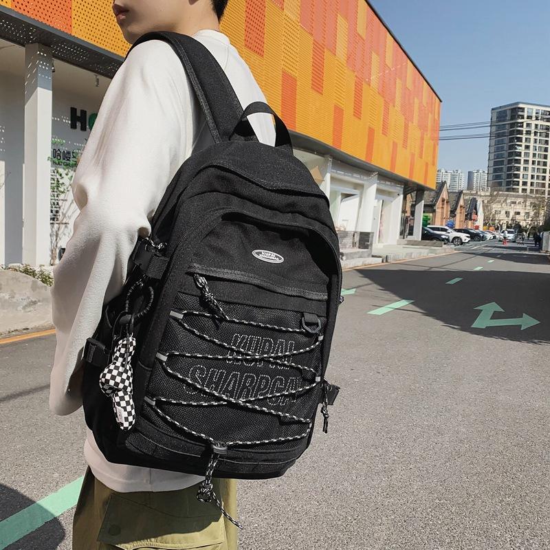 

Гонконгська вулична пара нейлоновий рюкзак рюкзак унісекс рюкзак для учнів середньої школи старшої школи студента коледжу сумка для занять чорний