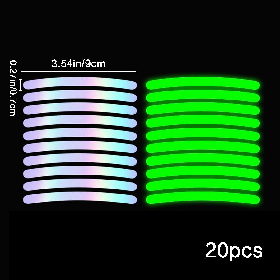 

20Pcs Wheel Hub Luminous Stickers, Car and Bicycle Reflective Stickers, Colorful Laser Luminous Stickers, Night Reflective Stickers, Luminous Wheel