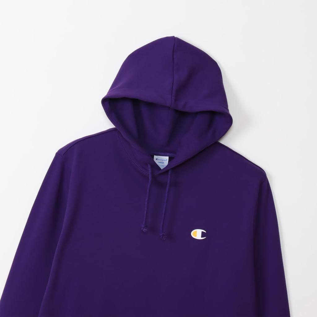 Champion Long Sleeve Cotton USA Script Logo Hooded Deep Size Men's Sweatshirt, Purple, L, C3-A127