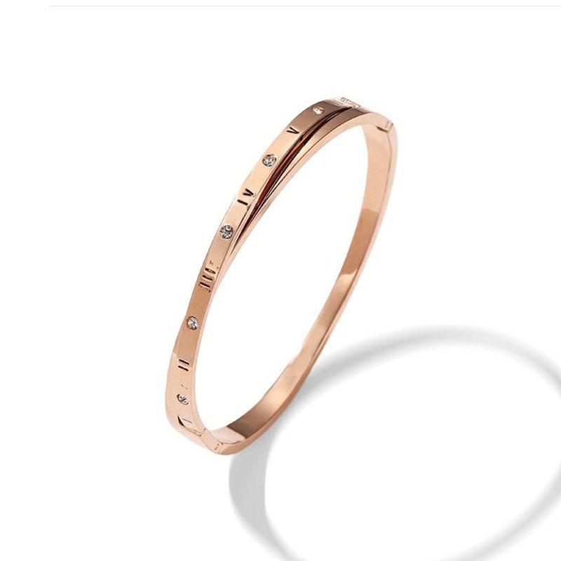 Fashion Titanium Steel Roman Numeral Bracelet For Women With Clasp Personality Ins Jewelry Non Fading