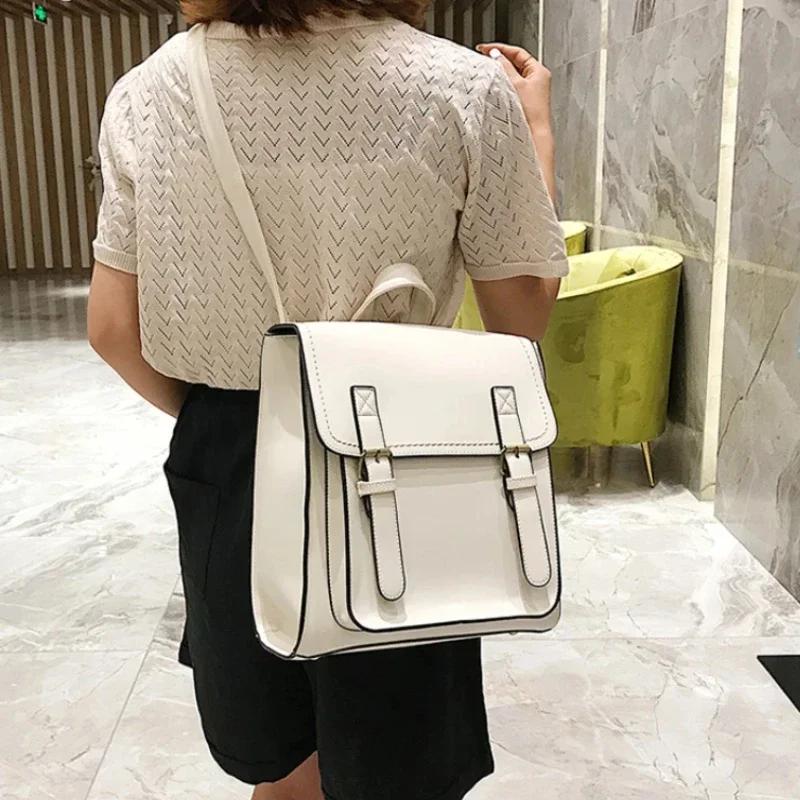 Solid Soft Interior Compartment Backpacks Casual Flap Pocket Bags For Women Lamp Luxury Interior Zipper Pocket Backpacks