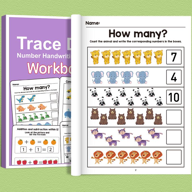 64 Page Children s Math Workbook : Tracing Numbers Addition Plus Subtraction Exercises Early Education Activities Ideal for Children Aged 3 Plus