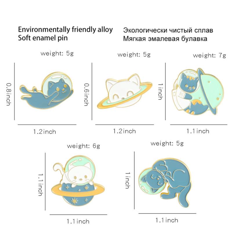 Broșă cu animale drăguțe Planet Space Kitten Badge Cat Pin pentru rever cămașă Geanta Bijuterii Cadou pentru prieteni