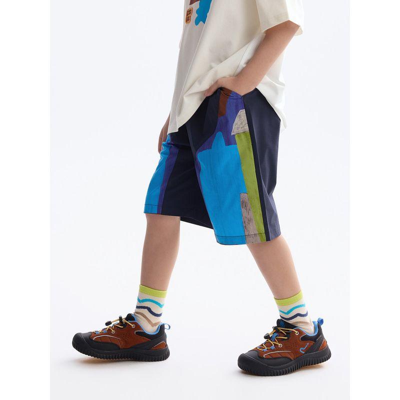 Mqd Children's Clothing Boys' Suit Summer New Style Kidsren's Patchwork Breathable Short-Sleeved T-Shirt Trendy Cool Shorts Two-Piece Set