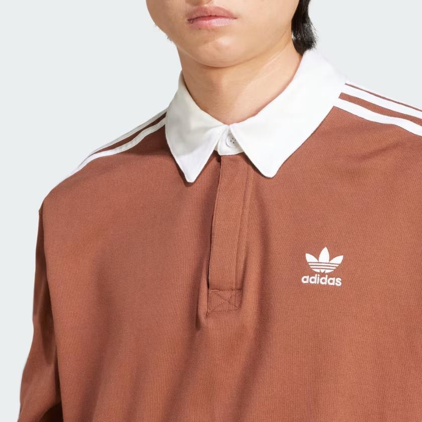 adidas Originals Adicolor Rugby Polo Langarmshirt Herren Gebraucht Braun IZ2469