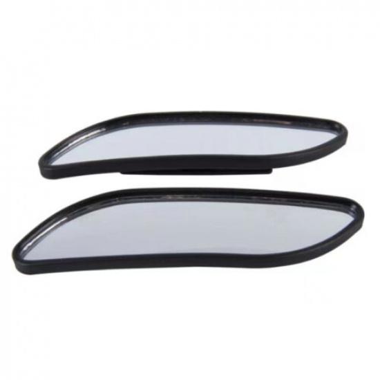 2Pc Black Plastic Shell Glass Blind Spot Rectangular Wide Angle Rear View Mirror