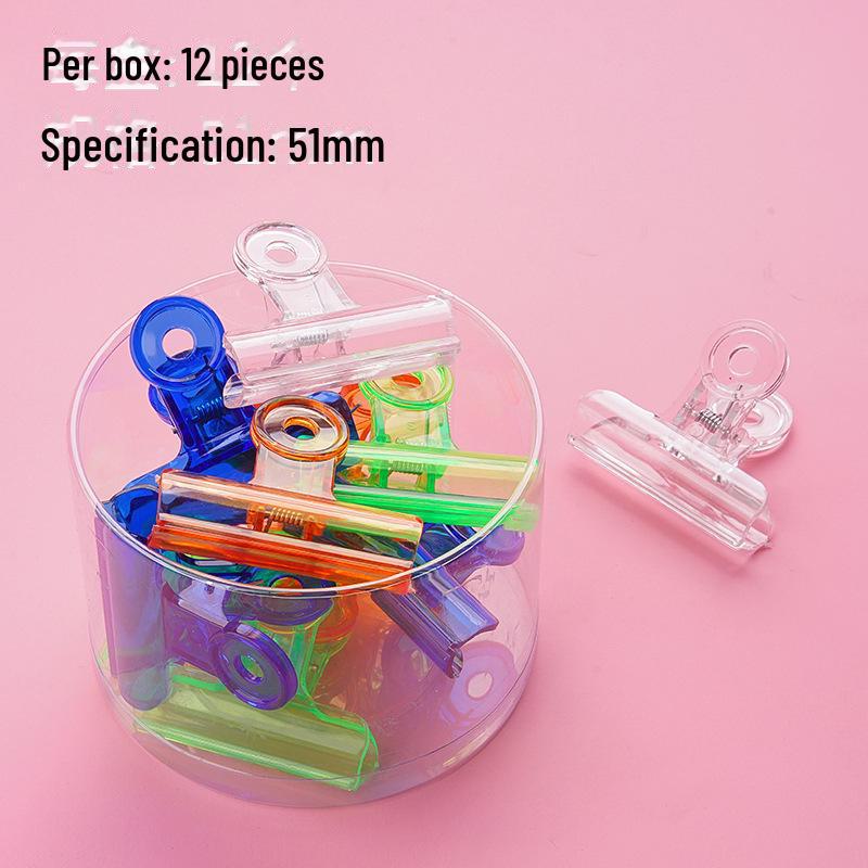 Colorful Transparent Small Round Ticket Clips - Cute Long Tail Clips for Files and Books, Large Barrel Design