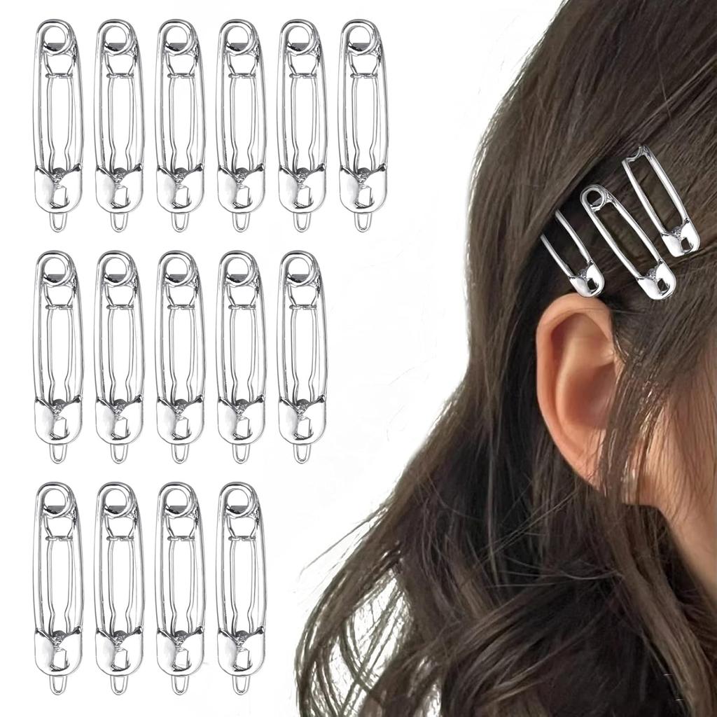 15 Stück Haarspangen Haarclips Legierung Sicherheitsnadelform Haarspangen Barrettes Goth Haarspangen Set Friseurwerkzeug Haaraccessoires