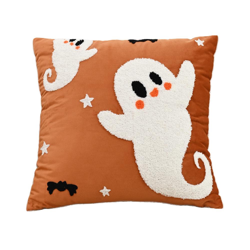 45x45cm Orange Halloween Pillowcase Funny Embroidered Throw Cushion Cover Home Holiday Decoration Sofa Headboard Pillowcases 45x45cm 3390₽